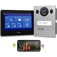 Goliath Basic Line Silber/Schwarz Full HD Video Türsprechanlage Set für 1 Familienhaus 1x 7 Monitor Unterputz