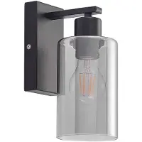 LINDBY Wandleuchte Emavi, schwarz/rauchgrau, Glas, E27