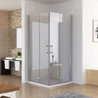 MIQU Duschkabine 75x75 Eckig Dusche Falttür 180º Duschwand Duschabtrennung NANO Glas 185cm DB+DB