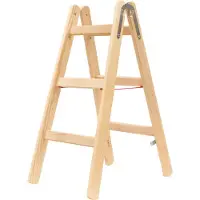 Hymer Holz Sprossenstehleiter mit Eimerhaken 2x3 Sprossen
