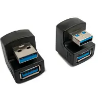 System-S 2x USB 3.0 180° Adapter Typ A Stecker zu Buchse Kabel in Schwarz