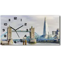 Tulup Wanduhr aus Glas – 60x30 cm - Glasbild - Glasuhr - Gehärtetes Glas - schwarze-zeiger - Themse London