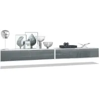 Vladon 2er-Set TV Board Lana 140, Germany, Lowboards je 140 x 29 x 37 cm mit viel Stauraum, Korpus in Weiß matt, Fronten in Grau Hochglanz | Große Farbauswahl