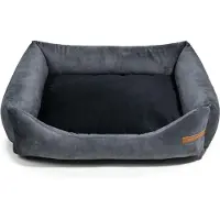 Rexproduct Frida – Nachhaltiges Hundebett und Katzenbett mit hohen Seiten, waschbar & wasserabweisend, Graphite und blau, Größe M