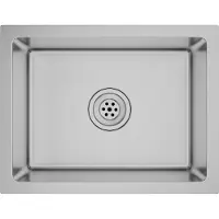 Syfax Handgefertigte Küchenspüle, Einbauspüle aus gebürstetem Edelstahl, 44x34x20 cm, schalldämmend, korrosionsbeständig, X-Wasserabfluss, Unterbau/Unter...