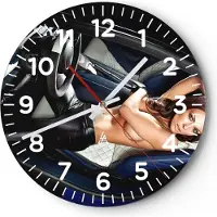 ARTTOR Wanduhr - Rund - Glasuhr - Schönheit Körper Auto Modell - 40x40cm - Schleichendes Uhrwerk - Lautlos - zum Aufhängen bereit - Dekoration Modern - Wanddekoration aus Glas - C4AR40x40-2136