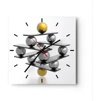 ARTTOR Wanduhr - Quadrat - Glasuhr - Gleichgewicht Struktur Stabilität Ball - 40x40cm - Schleichendes Uhrwerk - Lautlos - zum Aufhängen bereit - Dekoration Modern - Wanddekoration aus Glas - C3AC40x40-2640