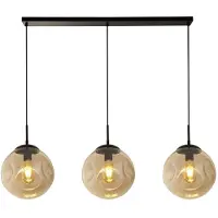Licht-Erlebnisse Hängeleuchte Metall Rauchglas E27 H: max. 120 cm Schwarz Champagner 3-flammig Kugel Schirm Retro