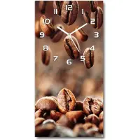 Tulup Wanduhr aus Glas – 30x60 cm - Glasbild - Glasuhr - Gehärtetes Glas -Körner Kaffee