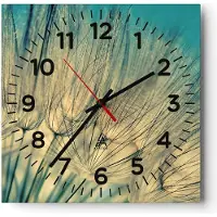 ARTTOR Wanduhr - Quadrat - Glasuhr - Löwenzahn Makro Löwenzahn - 40x40cm - Schleichendes Uhrwerk - Lautlos - zum Aufhängen bereit - Dekoration Modern - Wanddekoration aus Glas - C4AC40x40-4846