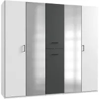 Wimex Kleiderschrank Lima 225x58x208cm weiß graphit mit Apothekerauszügen
