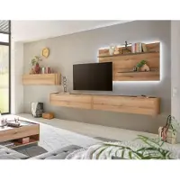 Empinio24 Wohnwand Eiche 400 cm 4-teilig Nr 13 mit Beleuchtung Boston
