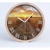 Tulup Holzuhr 25fi cm wanduhr - weiße Spitzen - Weizenfeld