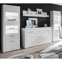 Furn.Design Wohnwand "Carrara" weiß Hochglanz Schrankwand 4-teilig 314 x 198