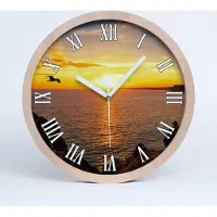 Tulup Holzuhr 30fi cm wanduhr - weiße Spitzen - Meer Sonnenuntergang