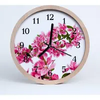 Tulup Holzuhr 30fi cm wanduhr - Blumen Blumen