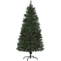 HOMCOM Künstlicher Weihnachtsbaum 150 cm mit 219 feuerfesten PVC-Tannennadeln, faltbarer Sockel und Stahlstütze, schnelle Montage, Weihnachtsdekoration für drinnen, Grün