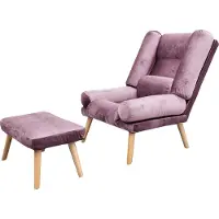 MargaretHadas24 Liegesessel Sessel Relaxsessel Lola mit Fußhocker Rückenlehne 5-stufig einstellbar Farbe: Amor Velvet 4308 – rosa