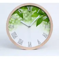 Tulup Holzuhr 25fi cm wanduhr - weiße Spitzen - grüne Blätter
