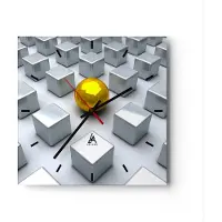 ARTTOR Wanduhr - Quadrat - Glasuhr - Abstrakt computergrafik würfel - 40x40cm - Schleichendes Uhrwerk - Lautlos - zum Aufhängen bereit - Dekoration Modern - Wanddekoration aus Glas - C3AC40x40-2531