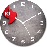 Tulup Wanduhr aus Glas 30fi Glasbild Glasuhr Gehärtetes Glas - weisse-zeiger - Red hearts
