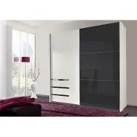 Wimex Schwebetürenschrank Kleiderschrank Level 200cm 2-türig weiß grauglas
