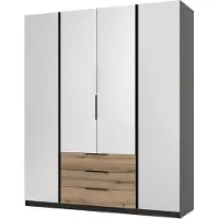 Masseno Drehtürenschrank CAGLIARI 200 cm Kleiderschrank Schlafzimmer Schrank 4-türig mit Spiegel Schwarz