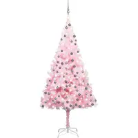 Prolenta Maison Exclusive - Künstlicher Weihnachtsbaum mit Beleuchtung & Kugeln Rosa 210cm