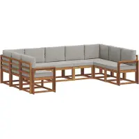 vidaXL Outdoor-Sofagarnitur 9 stk. Natürlich und Hellgrau