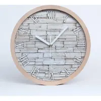Tulup Holzuhr 25fi cm wanduhr - weiße Spitzen - Weiße Steinmauer
