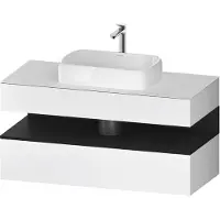 Duravit Collection One Konsolenwaschtischunterbau, 1 Auszug, 1 Schubkasten, Ausschnitt mittig, 1200x550x600mm, Nische Eiche Schwarz, QA4732016180000, Farbe: Weiß Matt