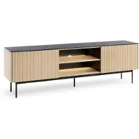 Masseno TV-Schrank VELLUTO 180 cm Fernsehschrank mit 2 Türen TV-Lowboard für Wohnzimmer Modern 180x39x57 cm Eichefarben / Naturfarben