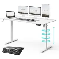 Sense7 NOJO LIGHT Höhenverstellbarer Schreibtisch Elektrisch 140x70 cm Weiß Gaming Tisch Computertisch Standing Desk Stehpult Memory PC Arbeitstisch