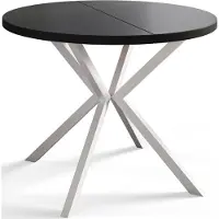 Alpi Möbel Alpi Moebel, Runder Esstisch Loft Liten, Modern Ausziehbarer Tisch 100-180 cm, Schwarz mit Weiß Metallbeinen