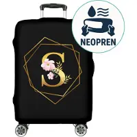 Ferocity Personalisierte Kofferhülle 18-22 Zoll, Reise-Koffer Hülle Abdeckung Neopren, elastisch und waschbar, Kofferschutzhülle, Kofferbezug, Klein S (H45-55 W34-39 D20-25 cm) A-Z Flowers [083]