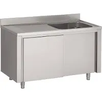 Chefgastro 700 Spültisch Schiebetüren 1 Rechts 1200 BxTxH 1200x700x850mm