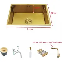 OEM Goldene Küchenspüle, Edelstahlmaterial, geräumige Einzelspüle, 55x40cm F