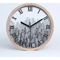 Tulup Holzuhr 30fi cm wanduhr - schwarze Spitzen - Wolkenkratzer