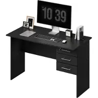 Woltu Bürotisch, mit 3 Schubladen und Schloss, aus Holz, 120x60x75cm(BxTxH) Schwarz