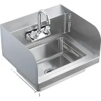 OEM Handwaschbecken, langlebiger Edelstahl, auslaufsichere Armatur, Mit Baffle