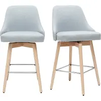 Miliboo - Barhocker HASTA skandinavisches Design hellgrauer Bezug H65 cm (2er-Set)