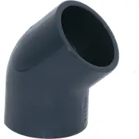 Haf 1x PVC Fittings Winkel 45° mit 50mm x 50mm | Klebemuffe x Klebemuffe | Winkelverbinder aus grauem PVC-U | PN16 für PVC Rohr, Schwimmbad & Teich