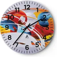 ARTTOR Wanduhr - Rund - Glasuhr - Abstraktion modern - 40x40cm - Schleichendes Uhrwerk - Lautlos - zum Aufhängen bereit - Dekoration Modern - Wanddekoration aus Glas - C4AR40x40-3529