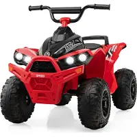 Goplus 12V Elektro Kinderquad, Kinderfahrzeug mit 2 Geschwindigkeiten 2,2/4,3 km/h, Elektroquad mit Hupe, Musik & LED-Scheinwerfern, Kinderauto für Kinder von 3 bis 8 Jahren bis zu 35 kg