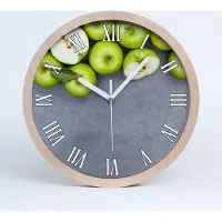 Tulup Holzuhr 30fi cm wanduhr - weiße Spitzen - grüne Äpfel