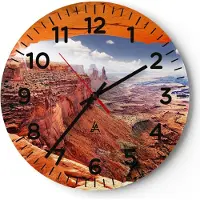 ARTTOR Wanduhr - Rund - Glasuhr - Amerika arizona schlucht geologie - 30x30cm - Schleichendes Uhrwerk - Lautlos - zum Aufhängen bereit - Dekoration Modern - Wanddekoration aus Glas - C4AR30x30-2645