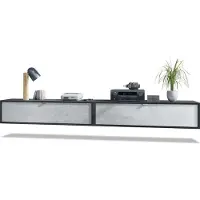 Vladon 2er-Set TV Board Lana 120, Germany, Lowboards je 120 x 29 x 37 cm mit viel Stauraum, Korpus in Schwarz matt, Fronten in Beton Oxid Optik | Große Farbauswahl