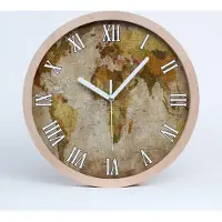 Tulup Holzuhr 25fi cm wanduhr - weiße Spitzen - politische Karte