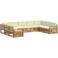 vidaXL Outdoor-Sofagarnitur 9 stk. Natur und Creme Massivholz Akazie