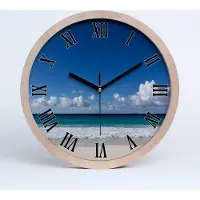 Tulup Holzuhr 25fi cm wanduhr - schwarze Spitzen - seychelles Strand